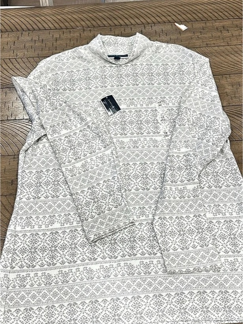 Karen Scott Geometric Tunic in White & Gray XL NWT